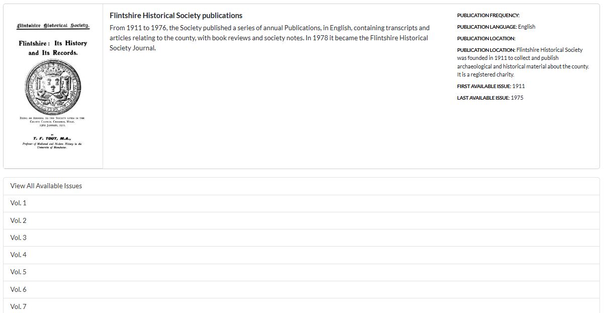 National Library of Wales Archived Journal 1 to 26