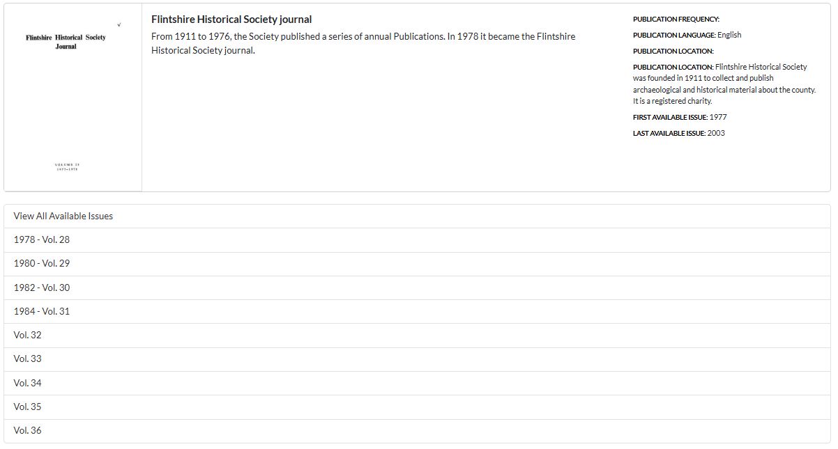 National Library of Wales Archived Journal 28 to 36